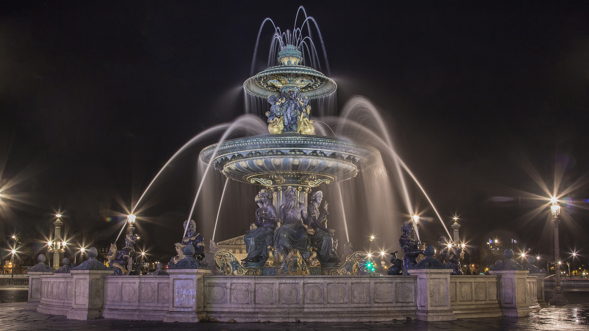 Pariser Nächte (3) - Fontaine des Mers, Place de la Concorde