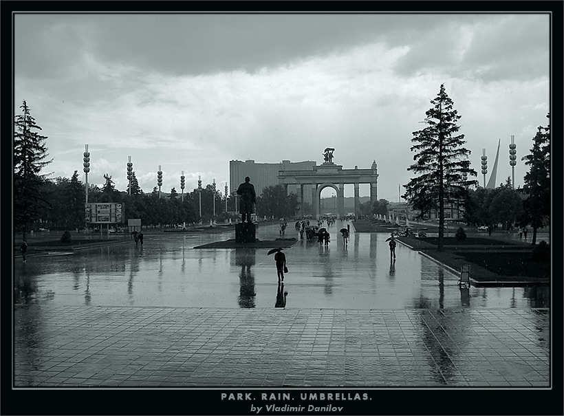 Park. Rain. Umbrellas