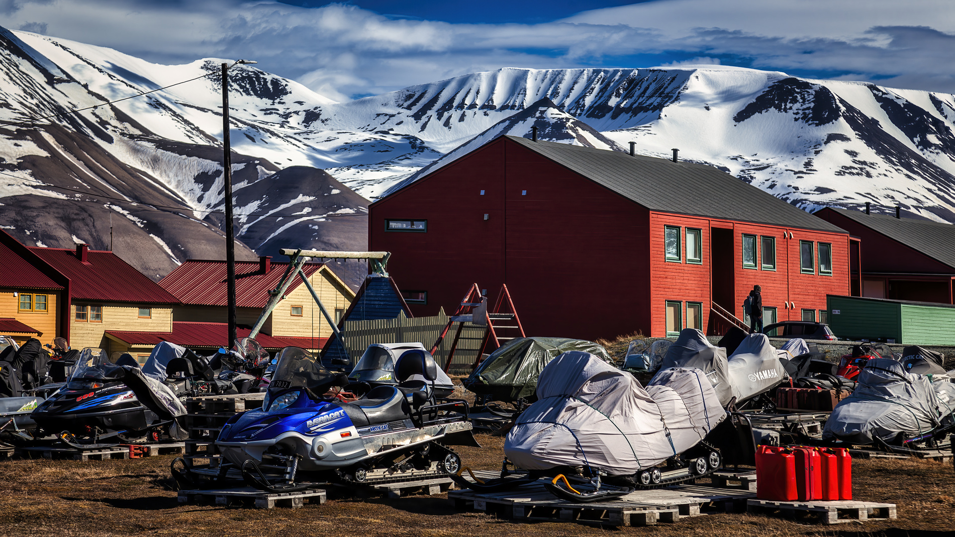 Parkplatz der Schneemobile