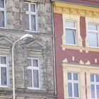 part of destruction after II world war in poland....and new part of the same building after renovati