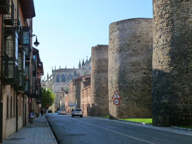 Part of the old city walls and the back of Leon Cathedral