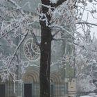 Particolare della Basilica di S.Andrea con la neve