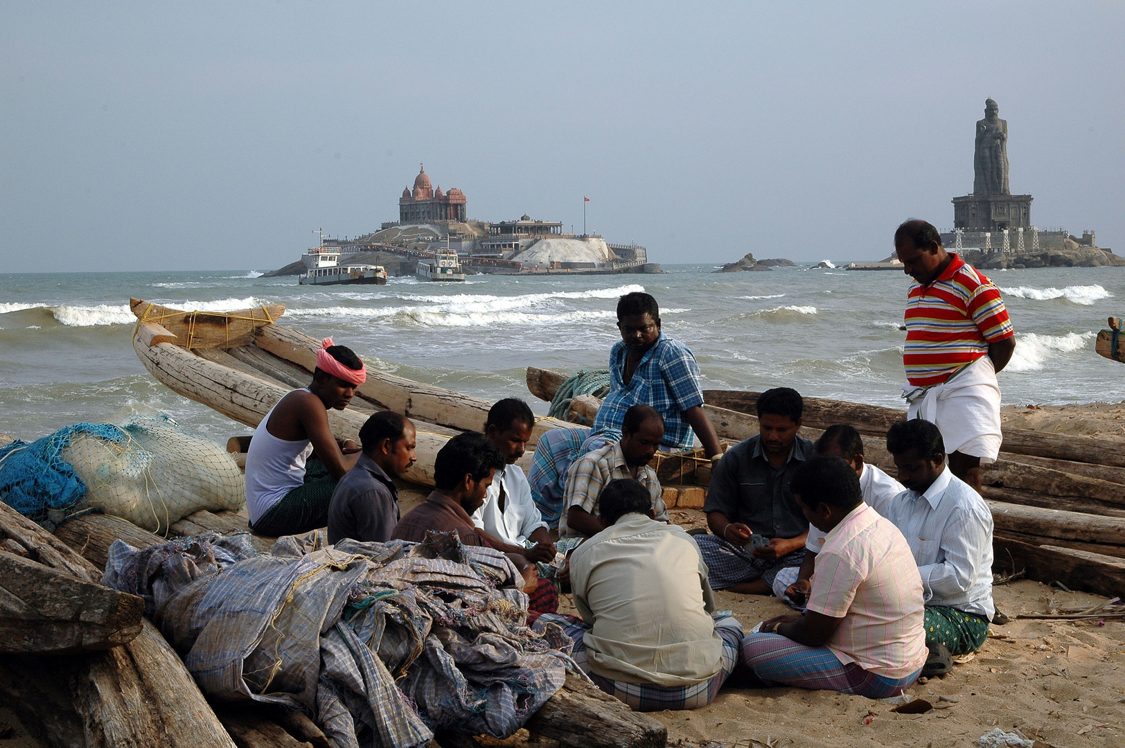 Partie de cartes chez les pecheurs de Kanyiakumari