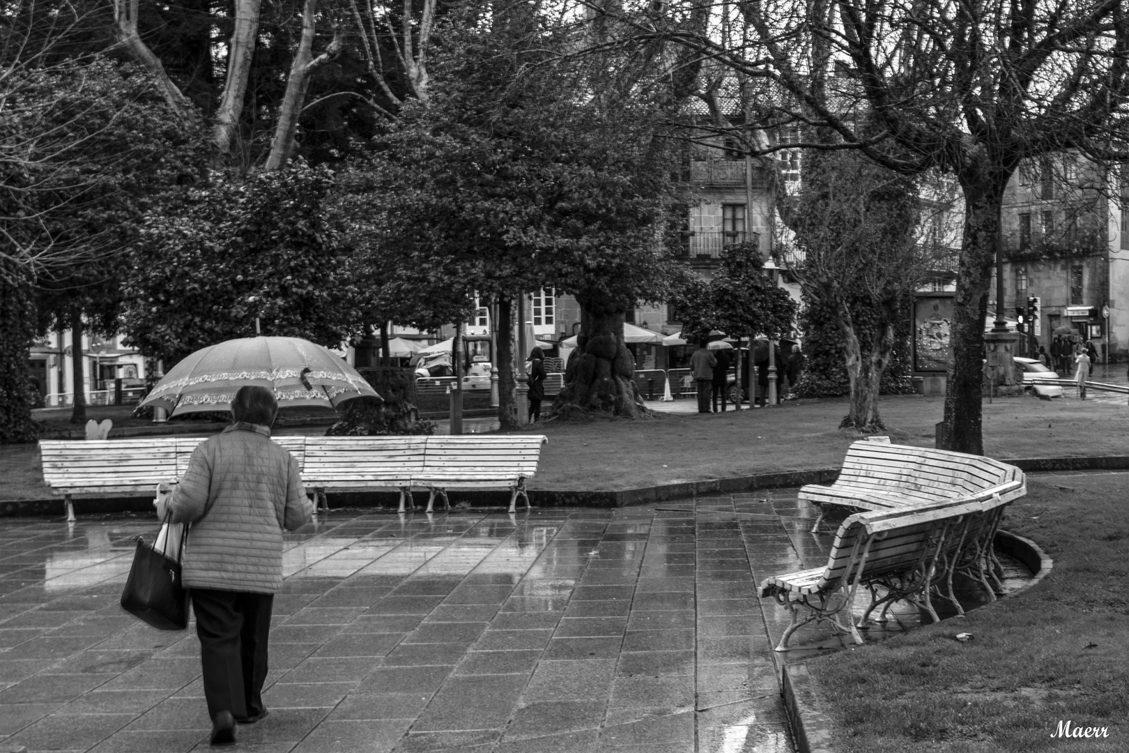 Paseando bajo la lluvia.