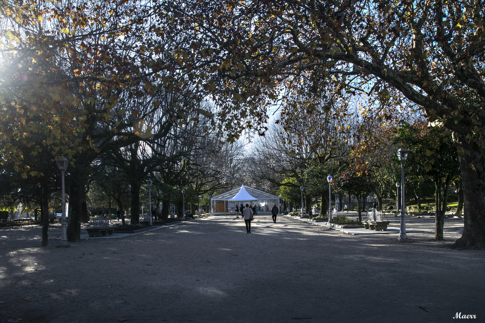 Paseo Central con la pista de hielo de invierno.