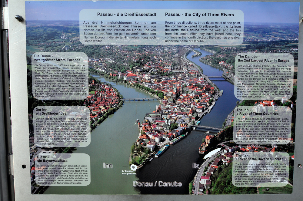 Passau - die Dreiflüssestadt an Donau, Inn und Ilz - Luftansicht