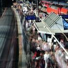 Passengers at main station in Hamburg, Germany