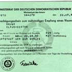 Passierschein zum Besuch der damaligen DDR