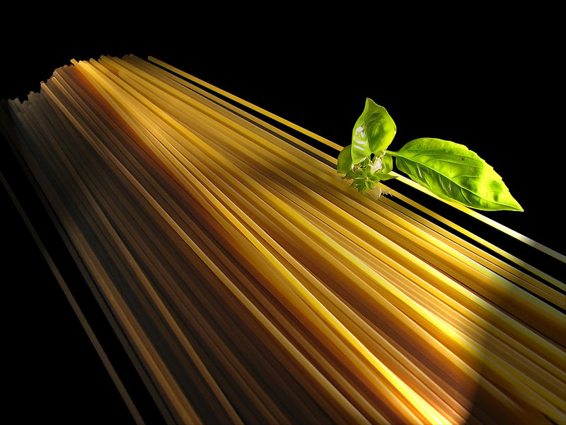 Pasta on glass