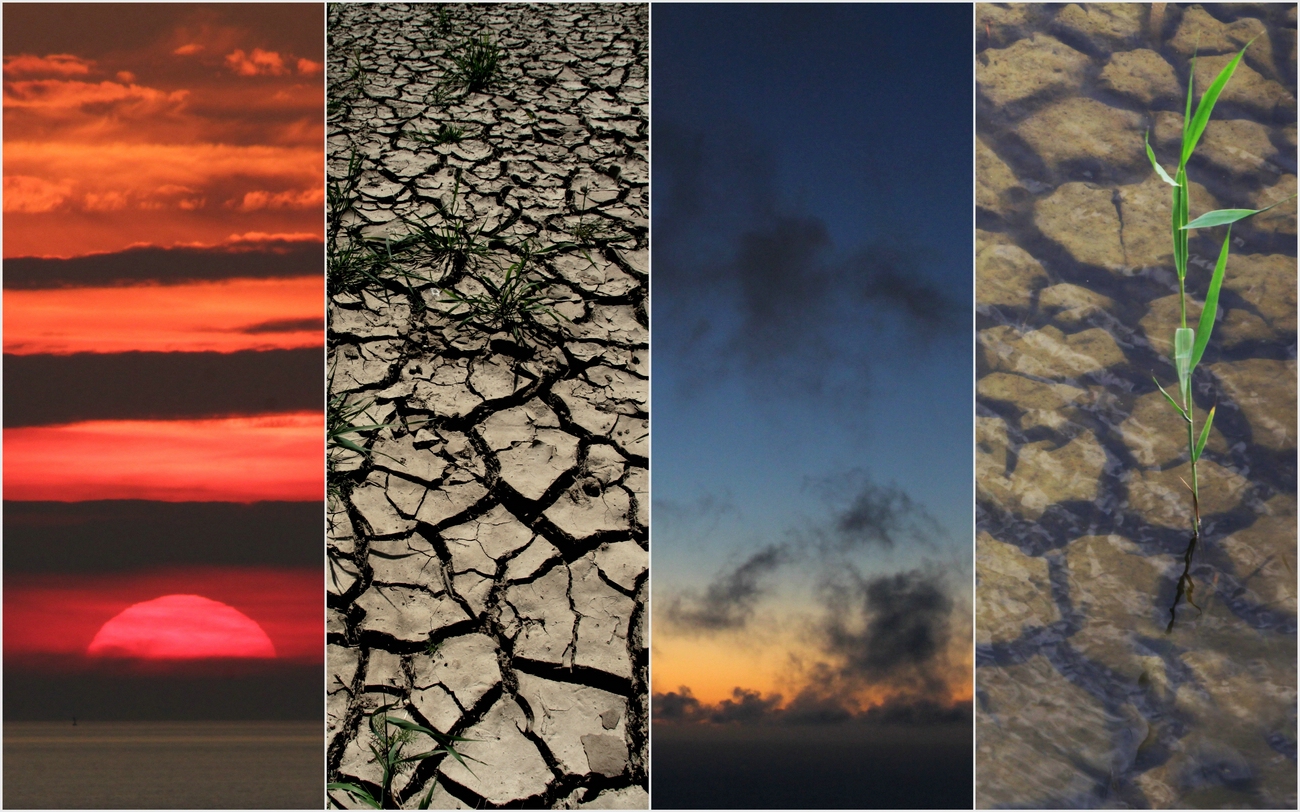 "Patient Planet Erde":.. Sonnenglut......Erde ausgedörrt......Luft verschmutzt......Wasser knapp