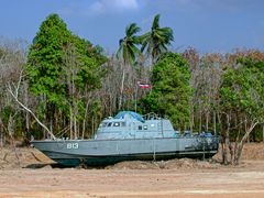 Patrol vessel hit by the tsunami wave