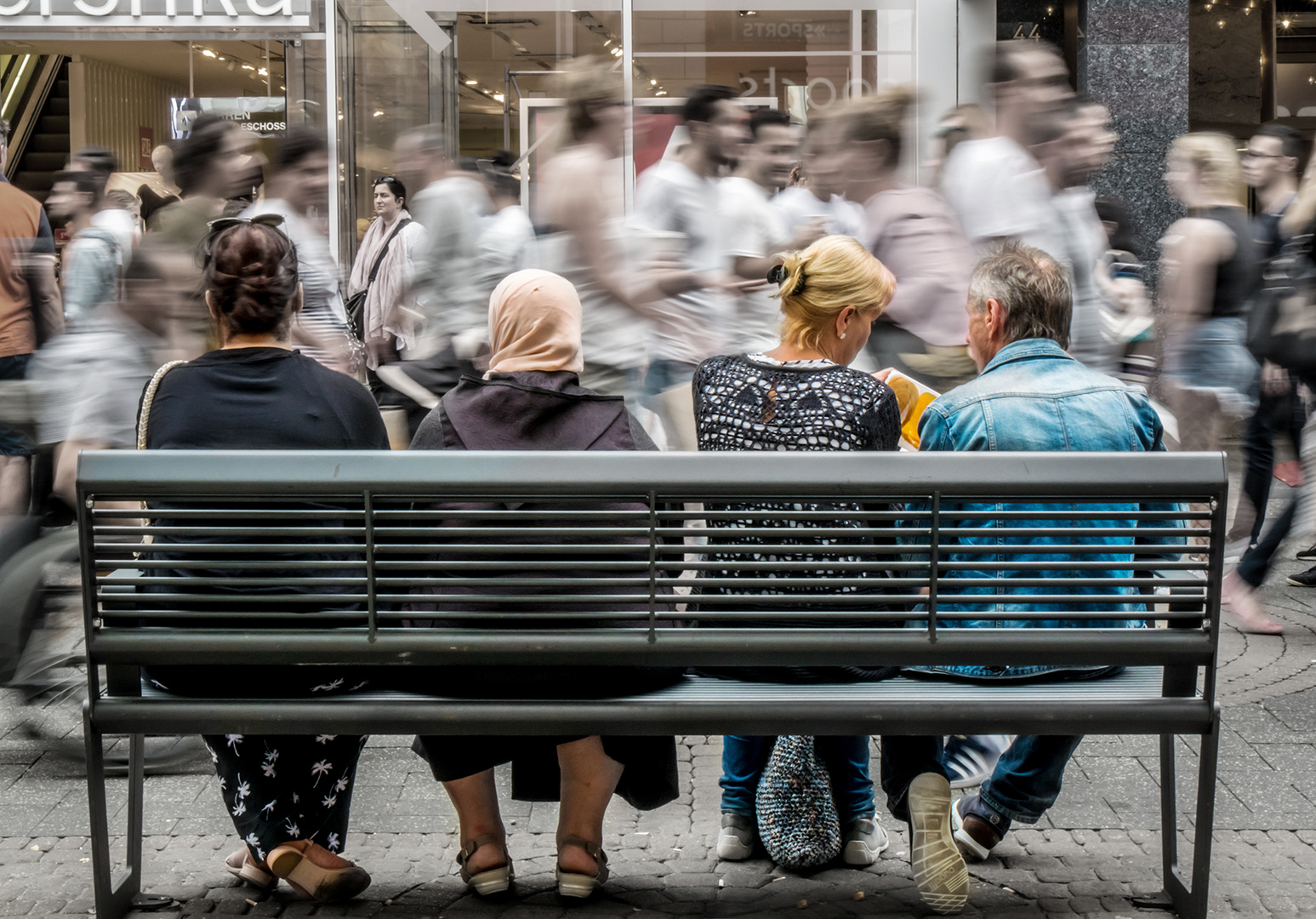 Pause im Gedränge