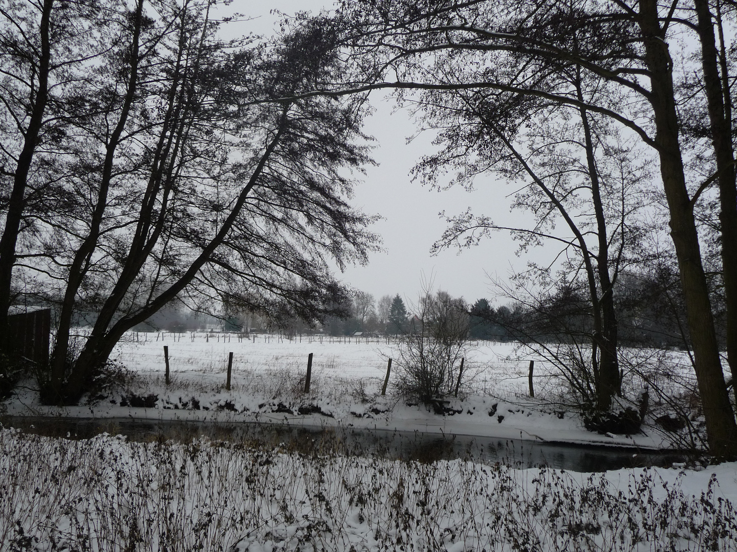 Paysage champêtre enneigé