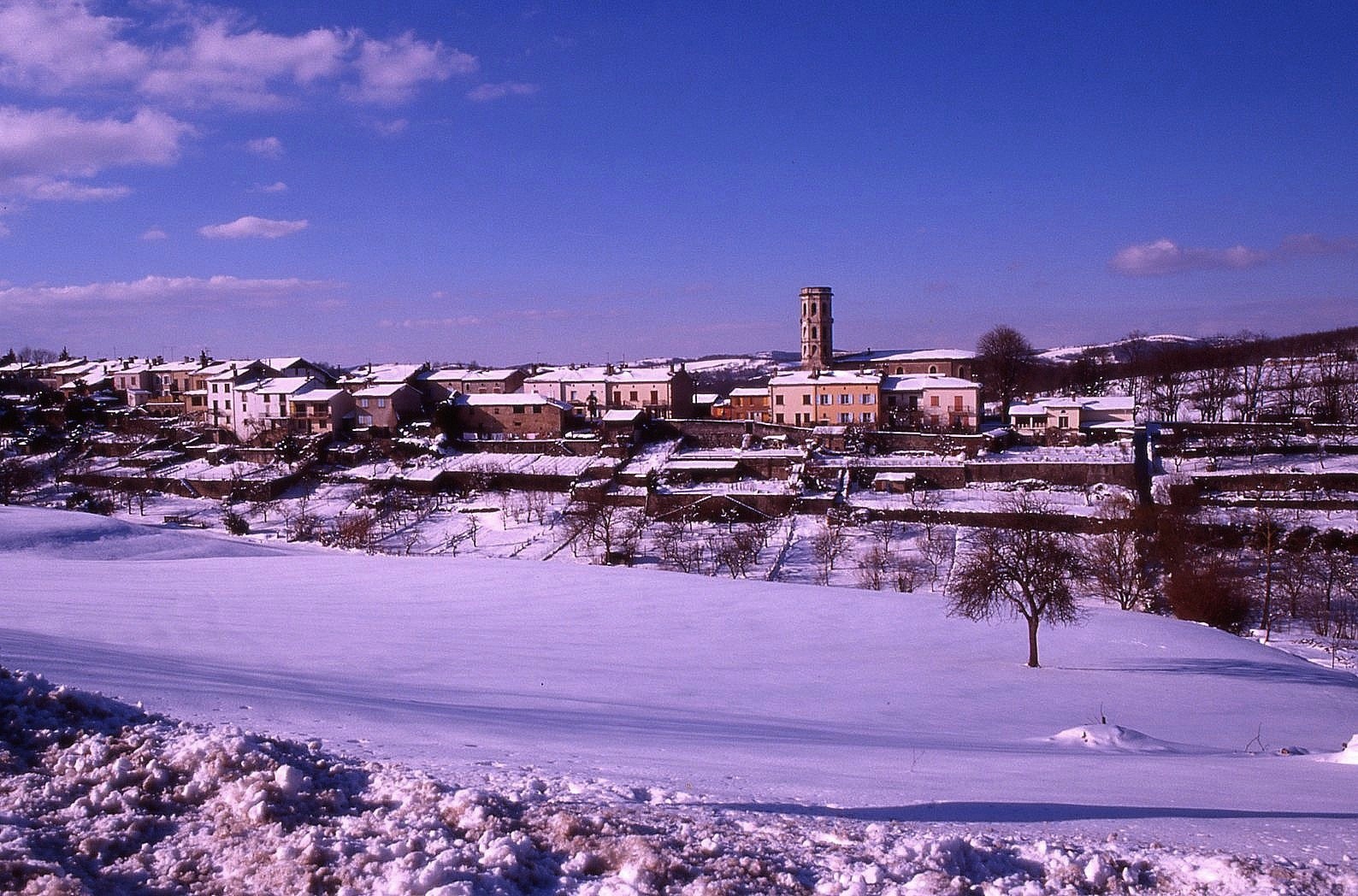 Paysage pyrénéen sous la neige