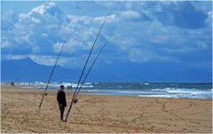 Pêcheur sur la plage de Capbreton