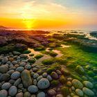 Pebbles at sunset