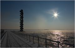 Pegelturm an der Goitzsche bei -10°C