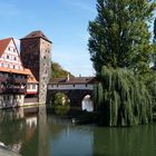 Pegnitz mit Weinstadel von der Maxbrücke aus in Nürnberg