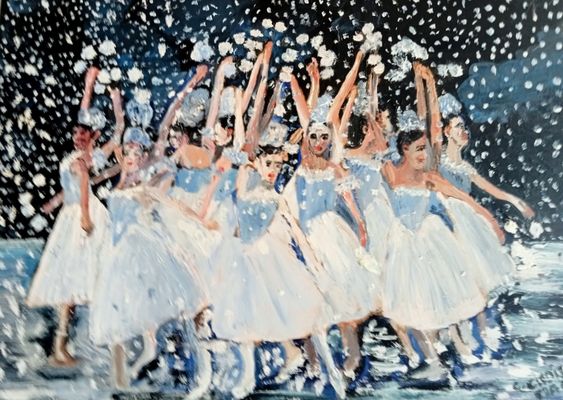 Peinture à l'huile sur bois d'un ballet - Exo photo n° 9 Légèreté 
