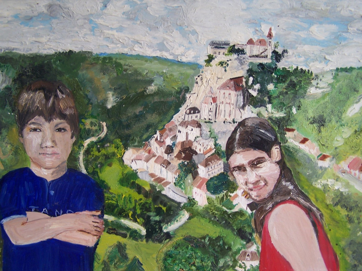 Peinture à l'huile sur châssis toilé - vacances familiales en 1984.