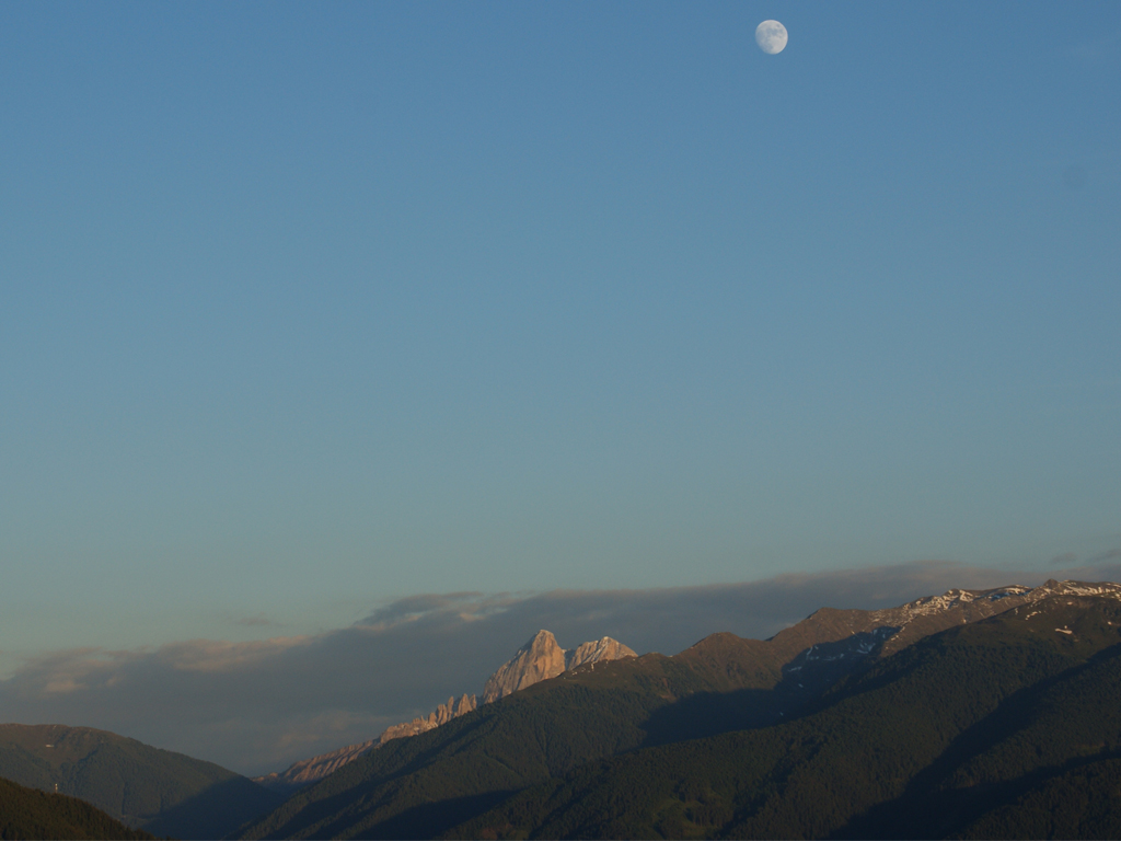 Peitlerkofel Abendsonne und Mond