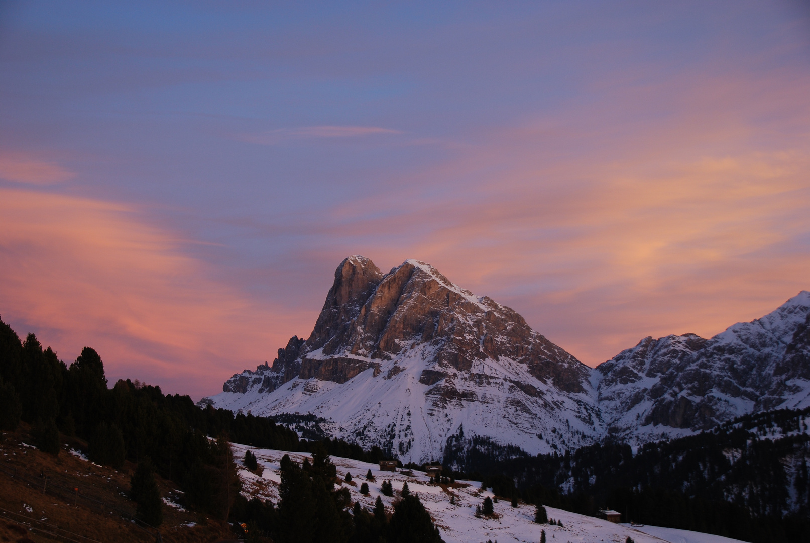 Peitlerkofel im Abendlicht, Südtirol