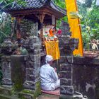 Pemangku priest inside the pura desa