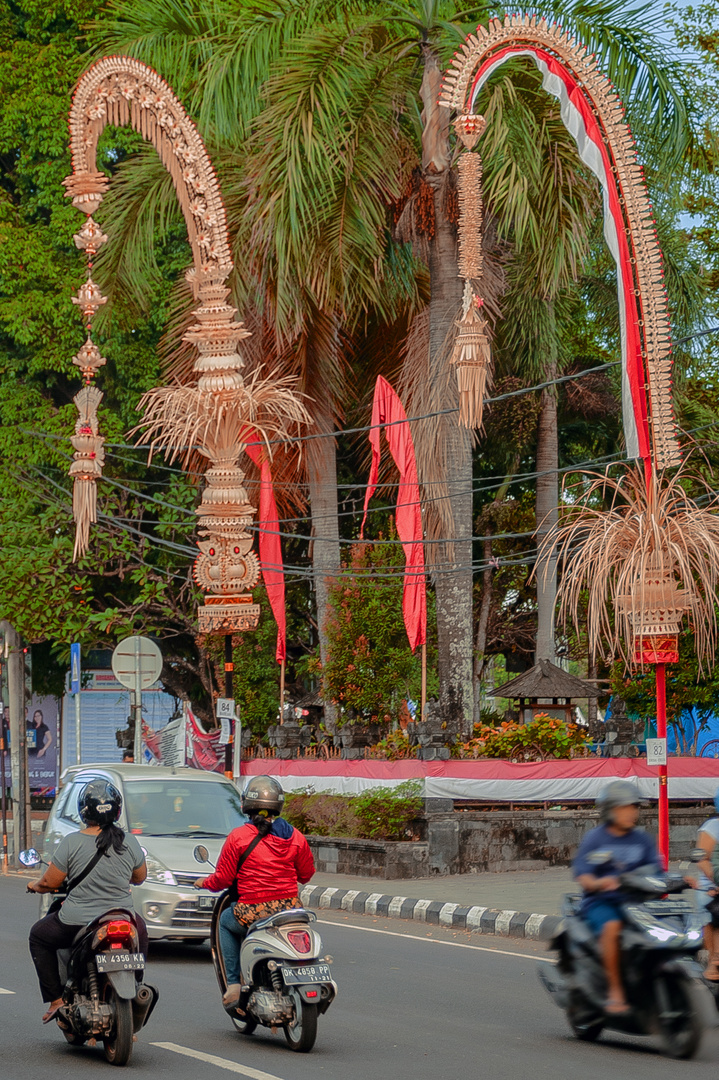 Penjors decorated for Nyepi 