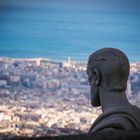 pensive guy enjoy great view over Barcelona