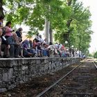 people and railway