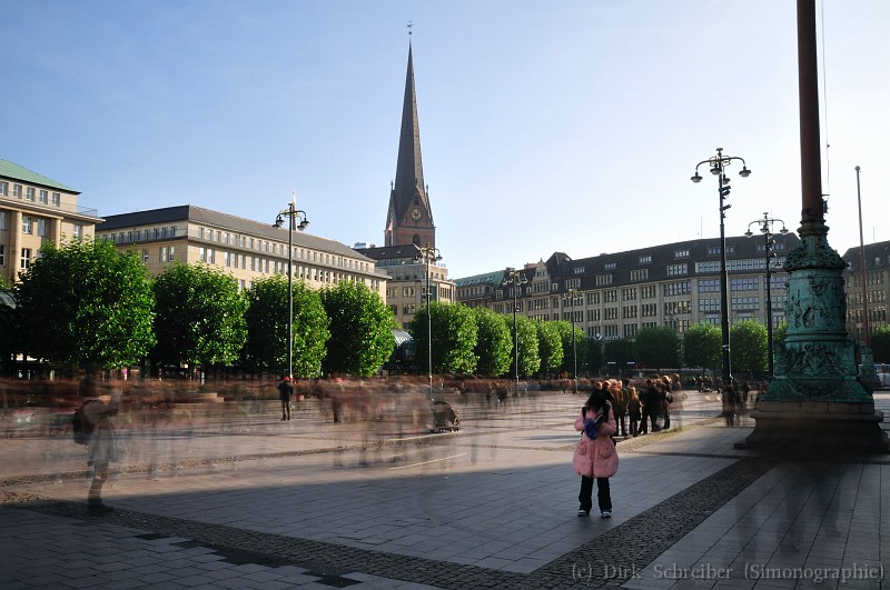 People at City Hall Place in Hamburg, Germany