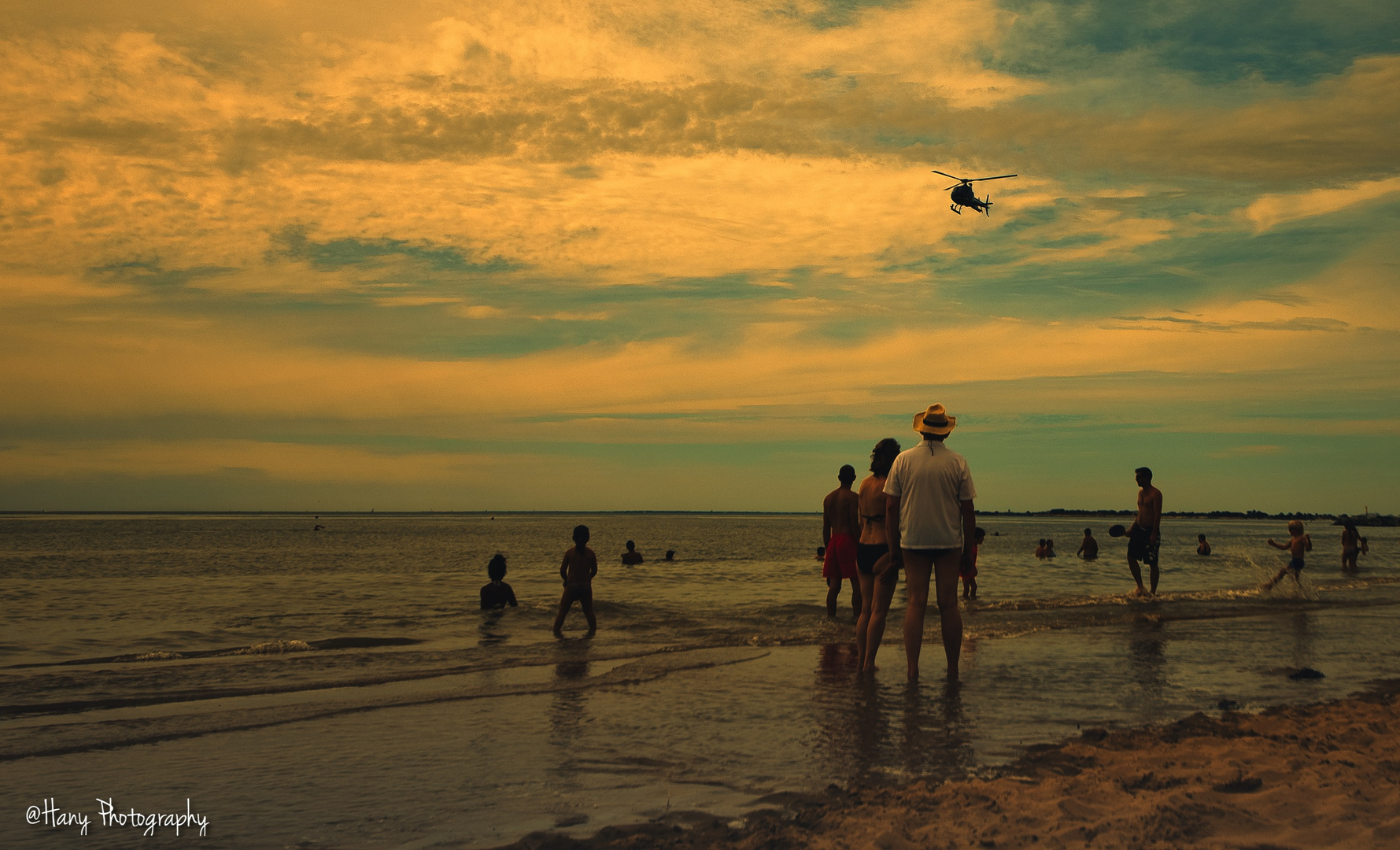 People, Beach and The Helicopter