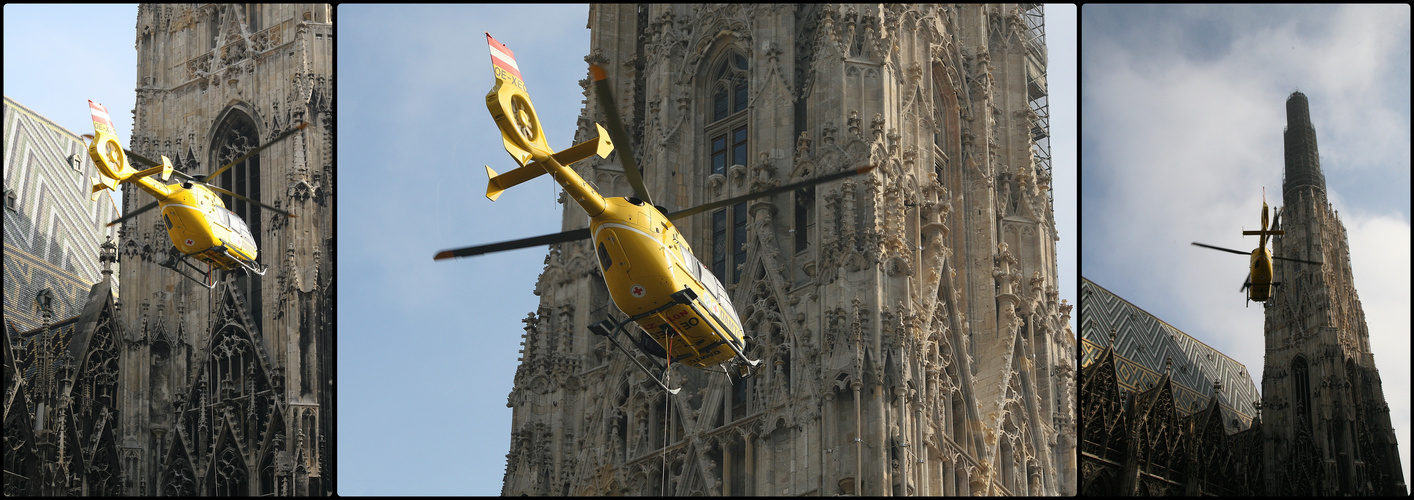 Per Hubschrauber auf den Stephansdom in Wien