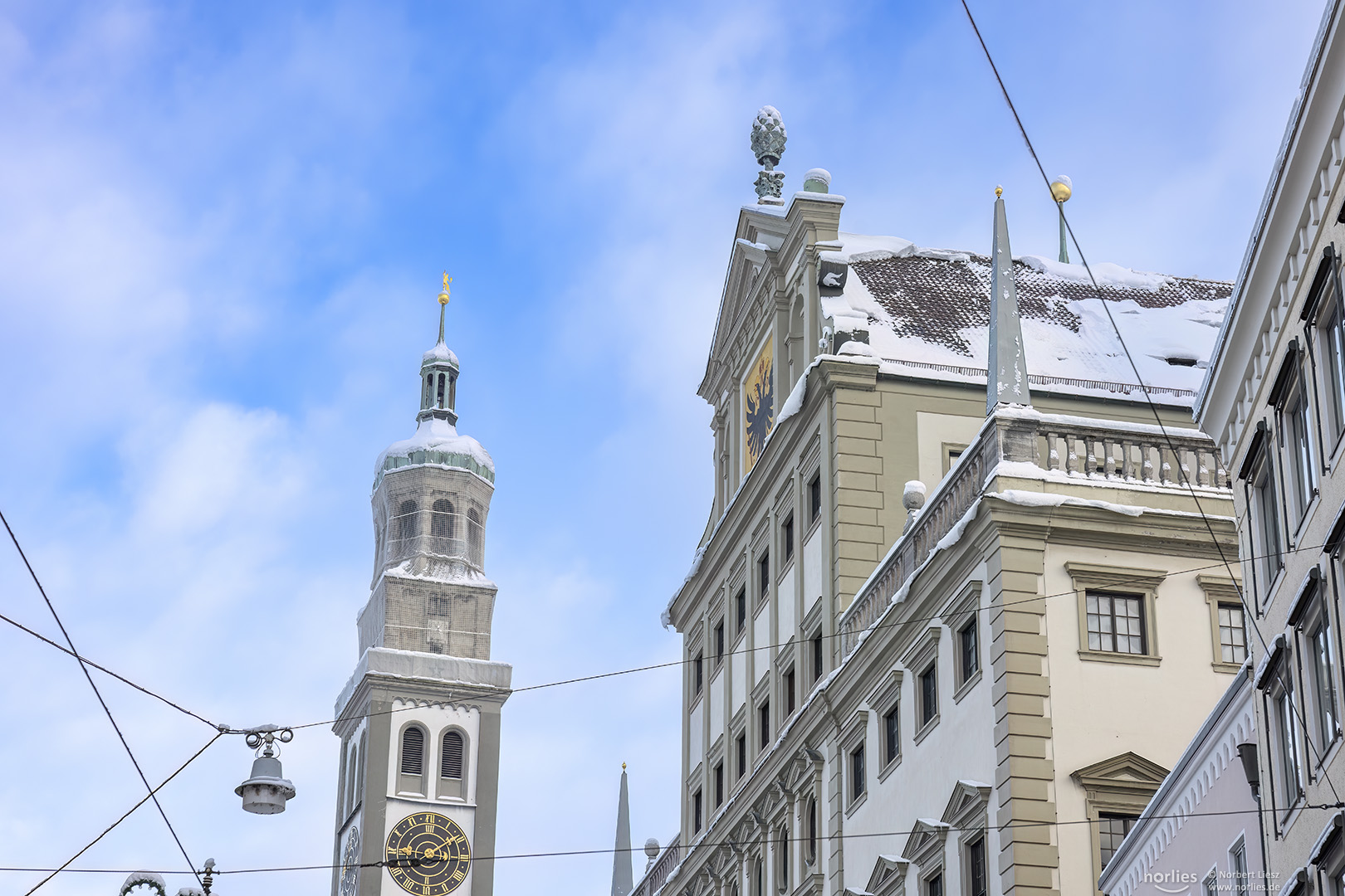 Perlachturm und Rathaus Augsburg im Winter