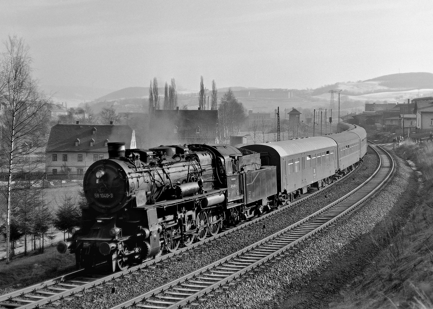 Personenzug in Schwarzenberg, Februar 1975