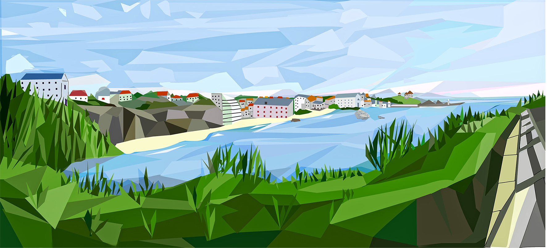 perspetive Biarritz en low poly