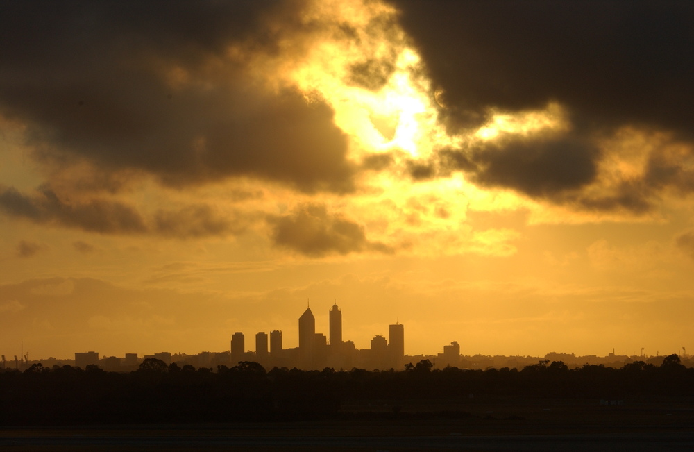 Perth Skyline with clouds