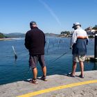 Pescadores en el puerto marinero.