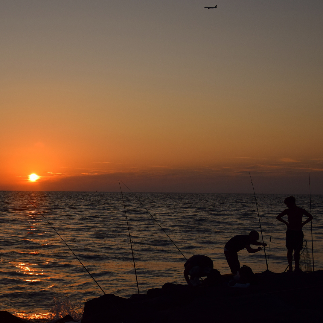Pescare al tramonto