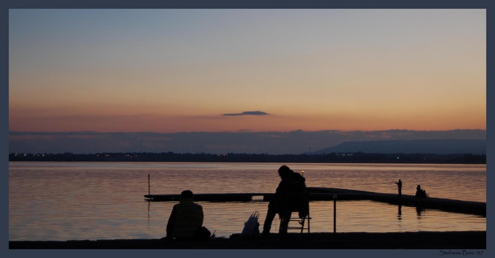 pescatori al tramonto