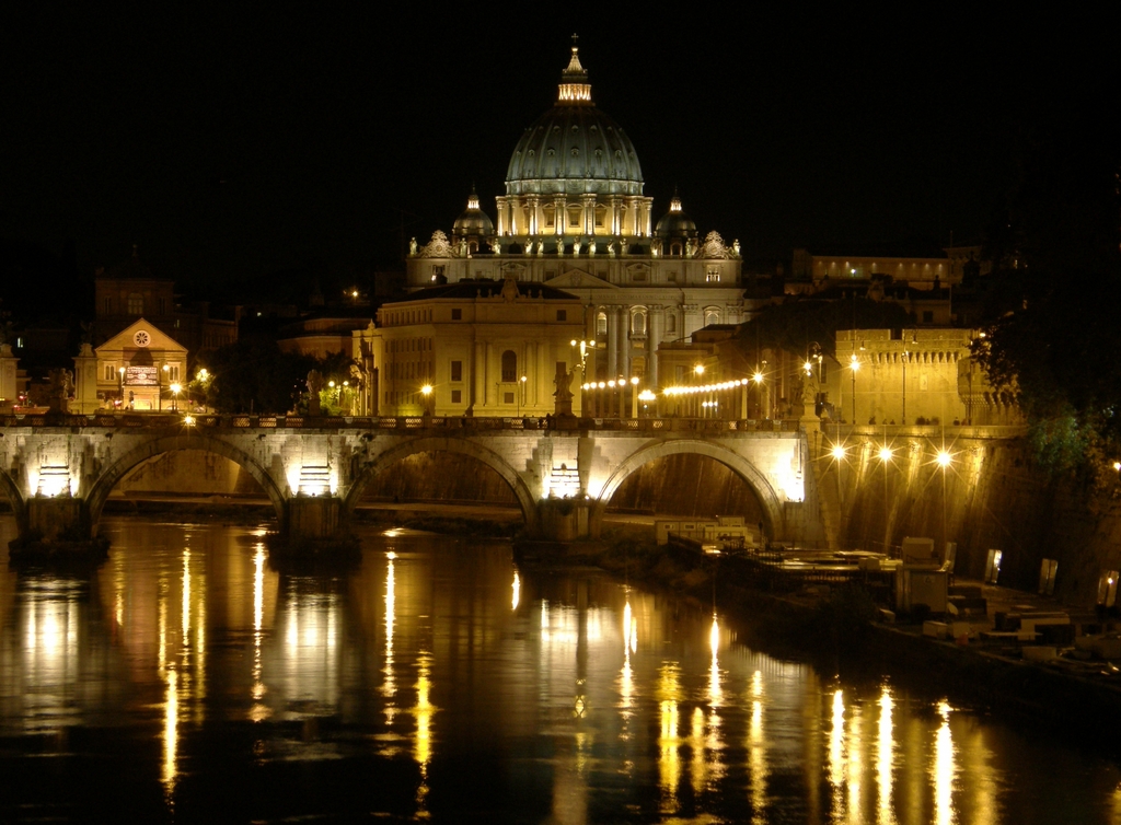 Petersdom vom Tiber aus gesehen