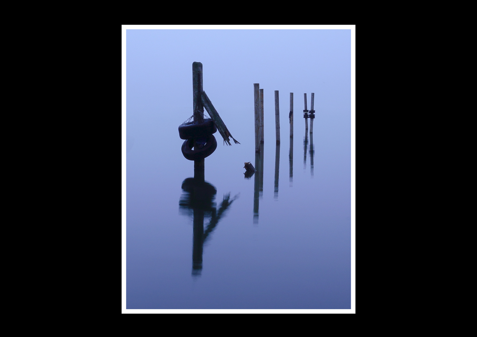 Pfähle im Wasser Hochformat