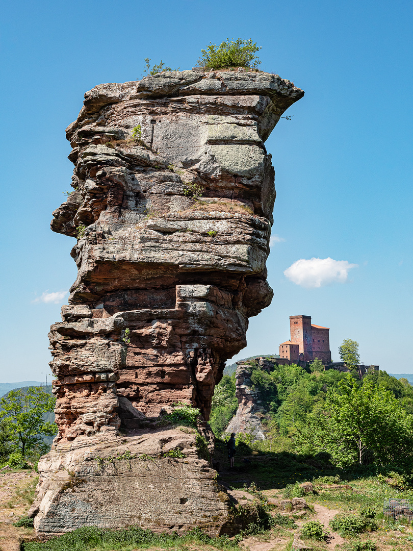 Pfalz. Burg Trifels mit Burgruine Anebos.