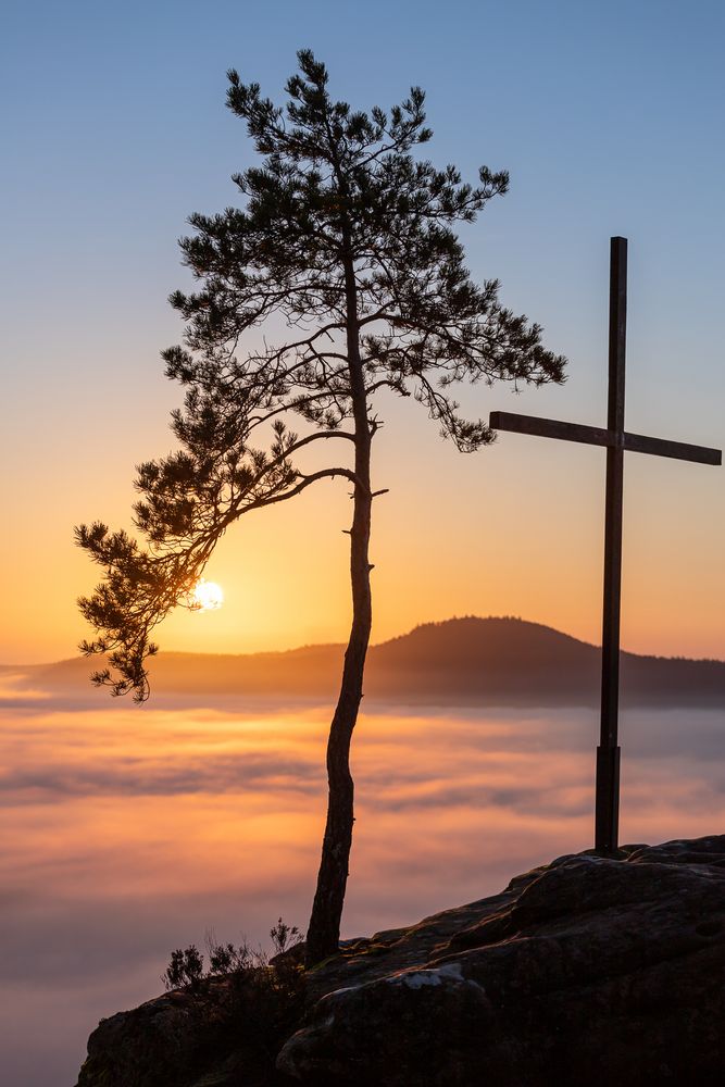 Pfalz - Gipfelkreuz überm Nebelmeer