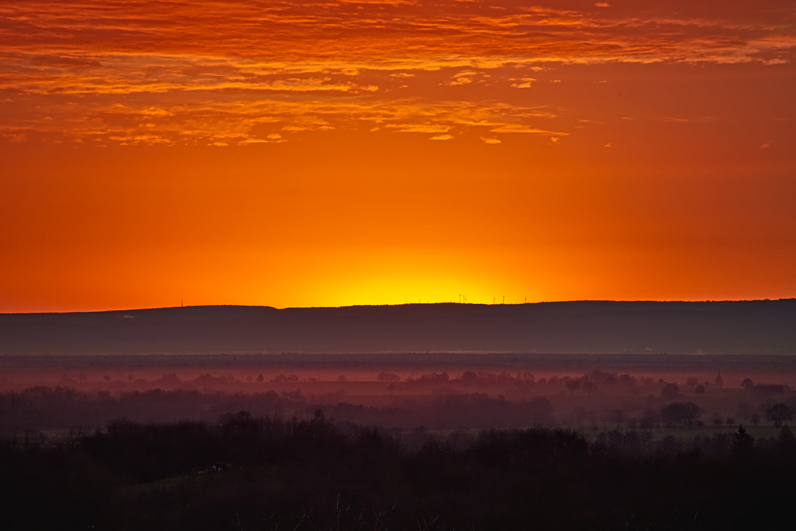 Pfalz - Sonnenaufgang überm Schwarzwald