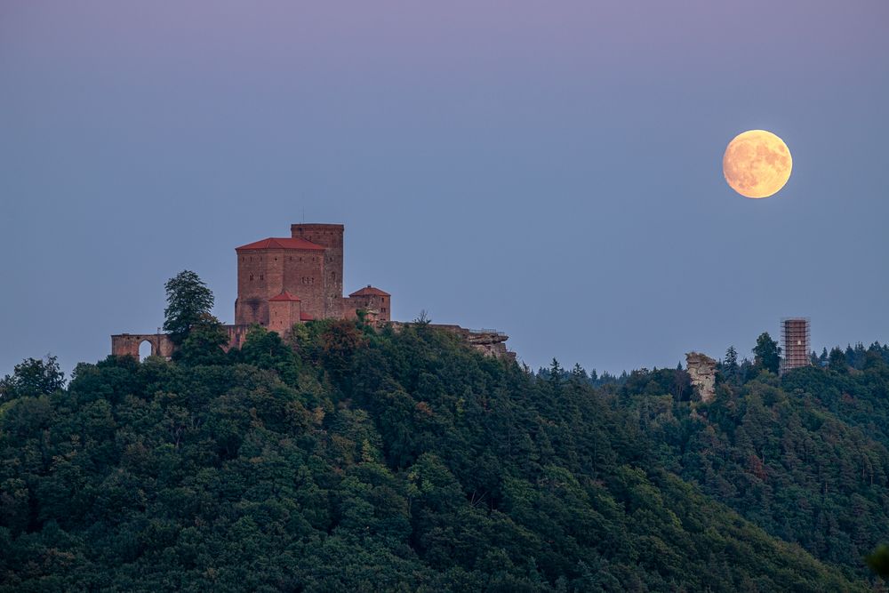 Pfalz - Vollmond über der Trifelsgruppe