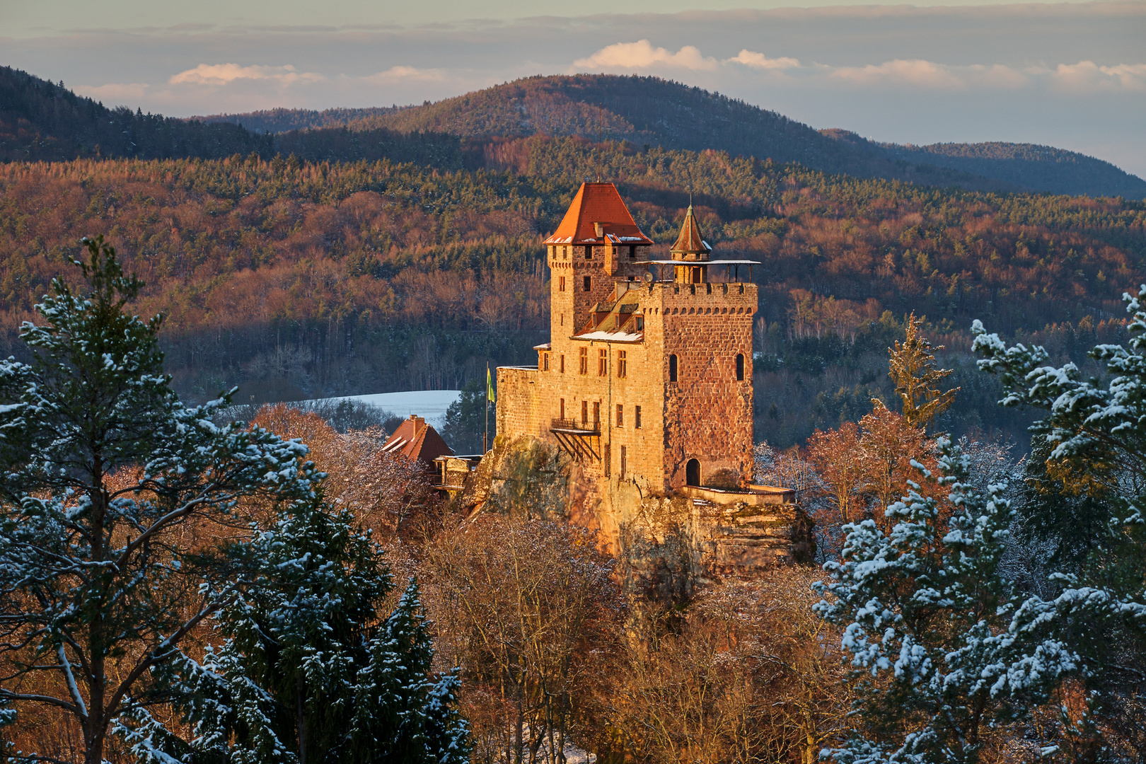 Pfalz – Winter an der Burg Berwartstein Foto & Bild  world, sonnenuntergang, wald Bilder auf 