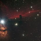 Pferdekopfnebel B33 vor IC 434, mit Flammennebel NGC 2024