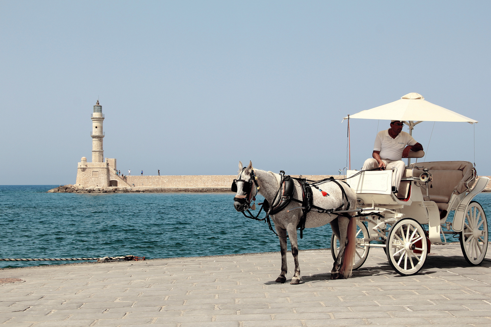 Pferdekutsche im Hafen von Chania