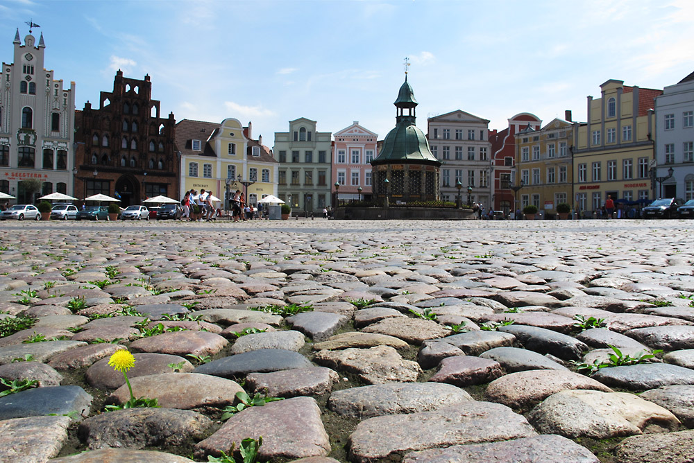 Pflaster auf dem Marktplatz von Wismar